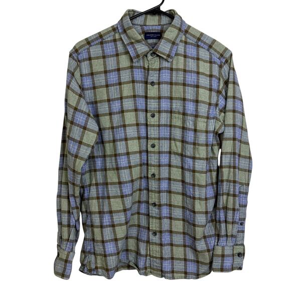 Proper Cloth Shirt Mens M? Blue Green Check Long Sleeve Wool Blend Casual Soft - Picture 1 of 10
